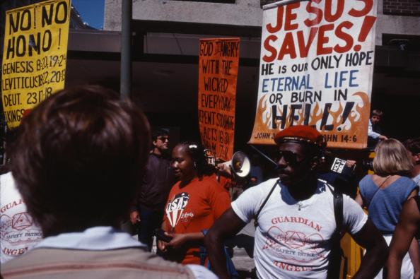 Manifestants Chrétiens homophobes, juillet 1984 © Jean-Baptiste Carhaix