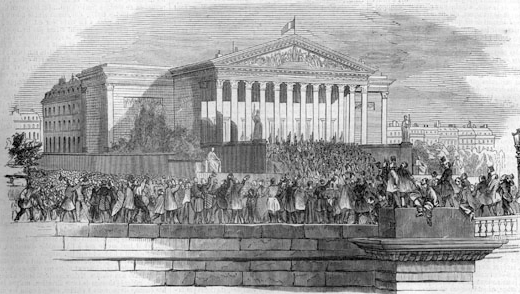 Proclamation officielle de la République sur le péristyle du palais de l'Assemblée nationale le 4 mai 1848 - L'Illustration, 13 mai 1848